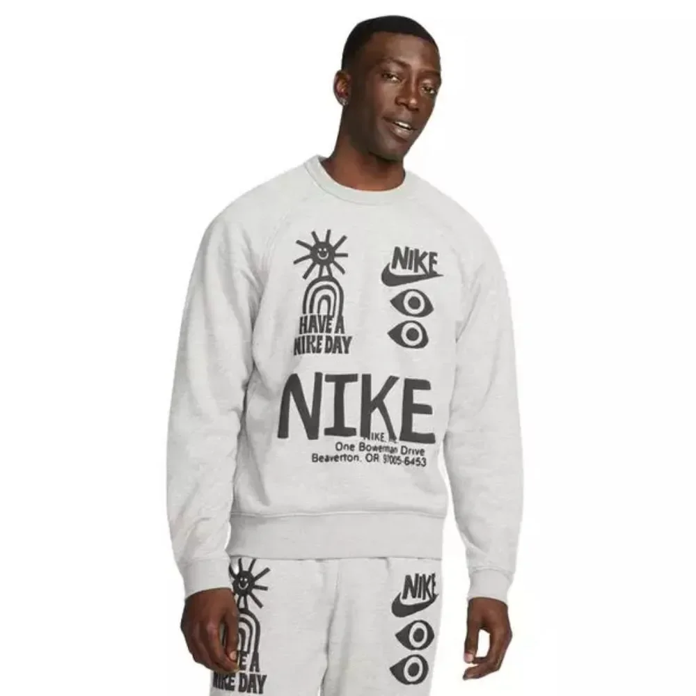 Nike Men's Sportswear French Terry Crew Sweatshirt Size S in Grey NWT‎